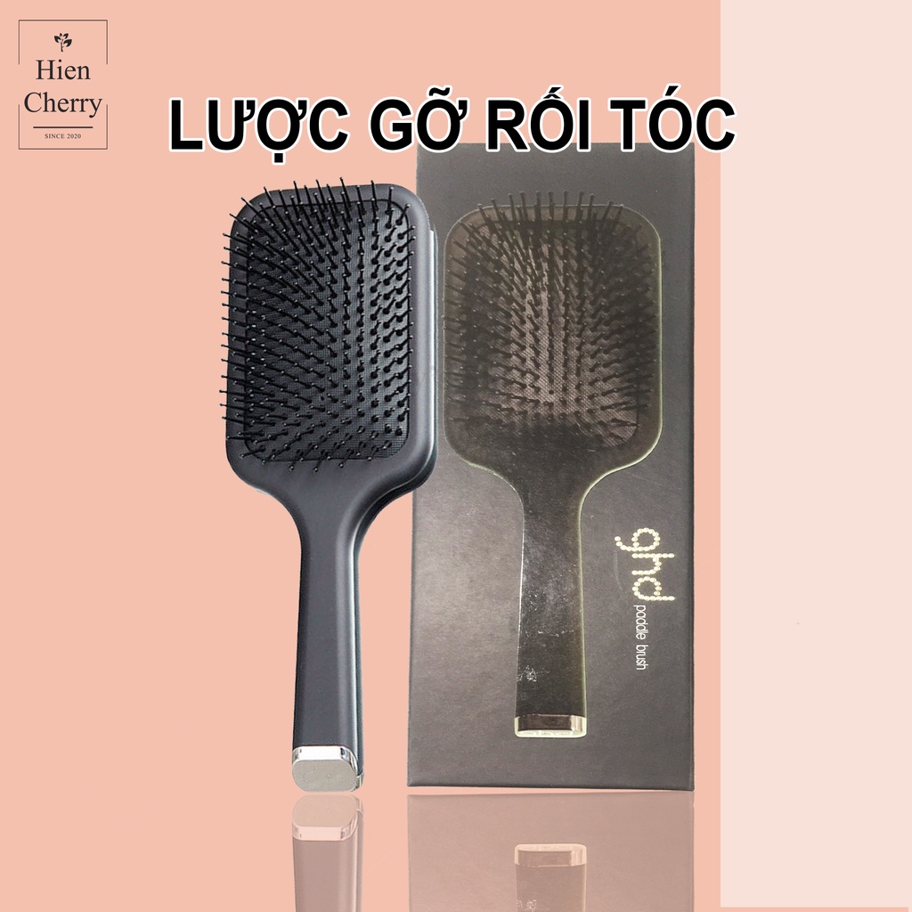 Lược gỡ rối tóc GHD cao cấp, lược chải tóc bản to massage da đầu, có hộp đựng- Hiền Cherry's Shop