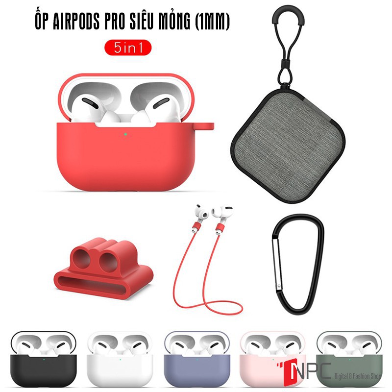 [Mua 1 được 5] Ốp AirPods Pro Siêu Mỏng (1mm) + Nhiều Phụ Kiện Bảo Vệ Toàn Diện AirPods Pro (5 in 1)