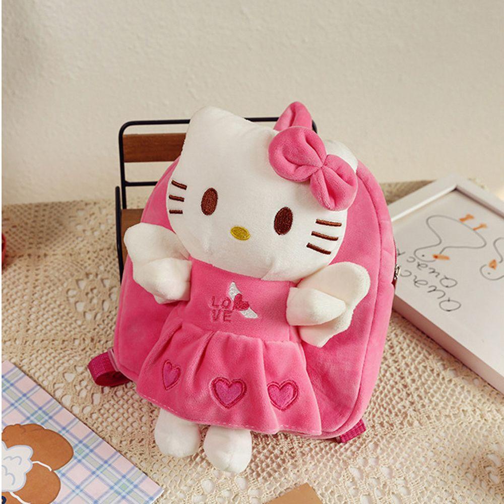 Ba Lô Lông Xù Mềm Mại Hình Mèo Hello Kitty Dễ Thương Dành Cho Học Sinh