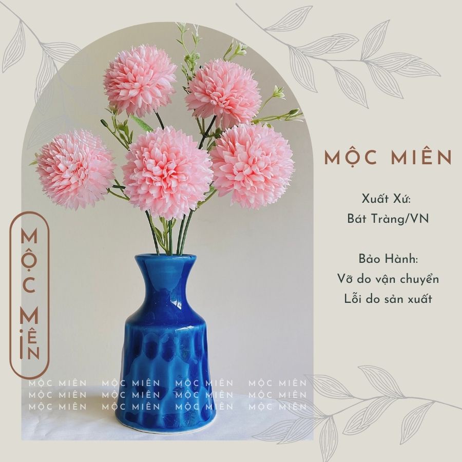 Lọ hoa mini men hoả biến Xanh Ngọc Mộc Miên, gommocmien bình hoa gốm sứ Bát Tràng