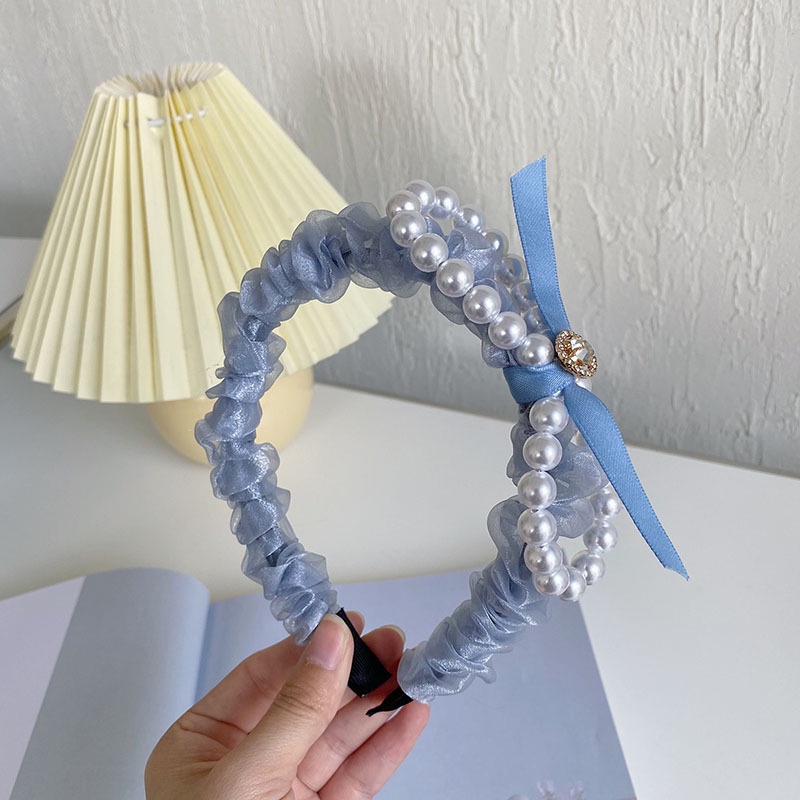 Băng Đô Nơ Lưới Đính Ngọc Trai Xinh Xắn Hàng Mới