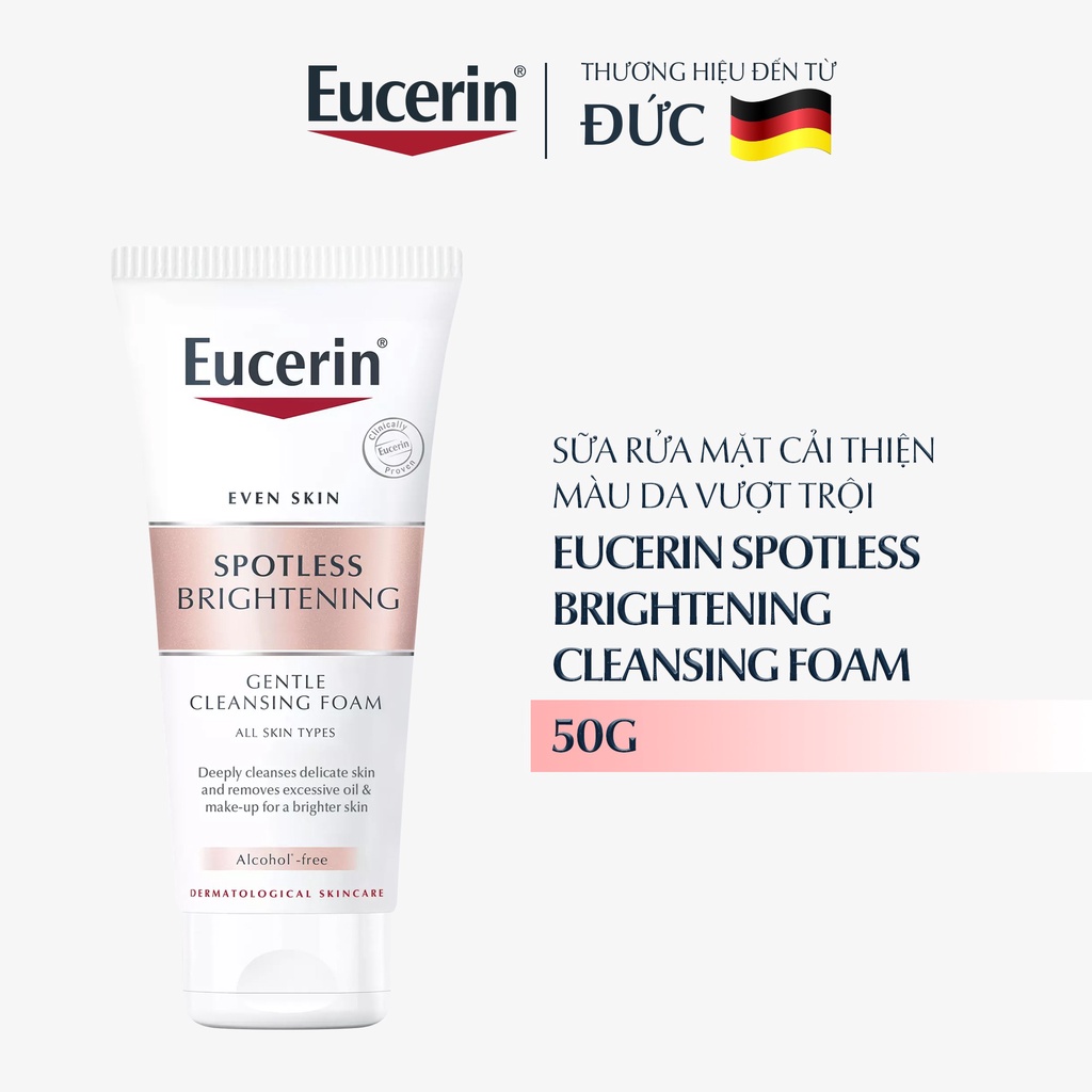 Eucerin Sữa Rửa Mặt Tạo Bọt Làm Sáng Da Even Skin Spotless Brightening Gentle Cleansing Foam 150g