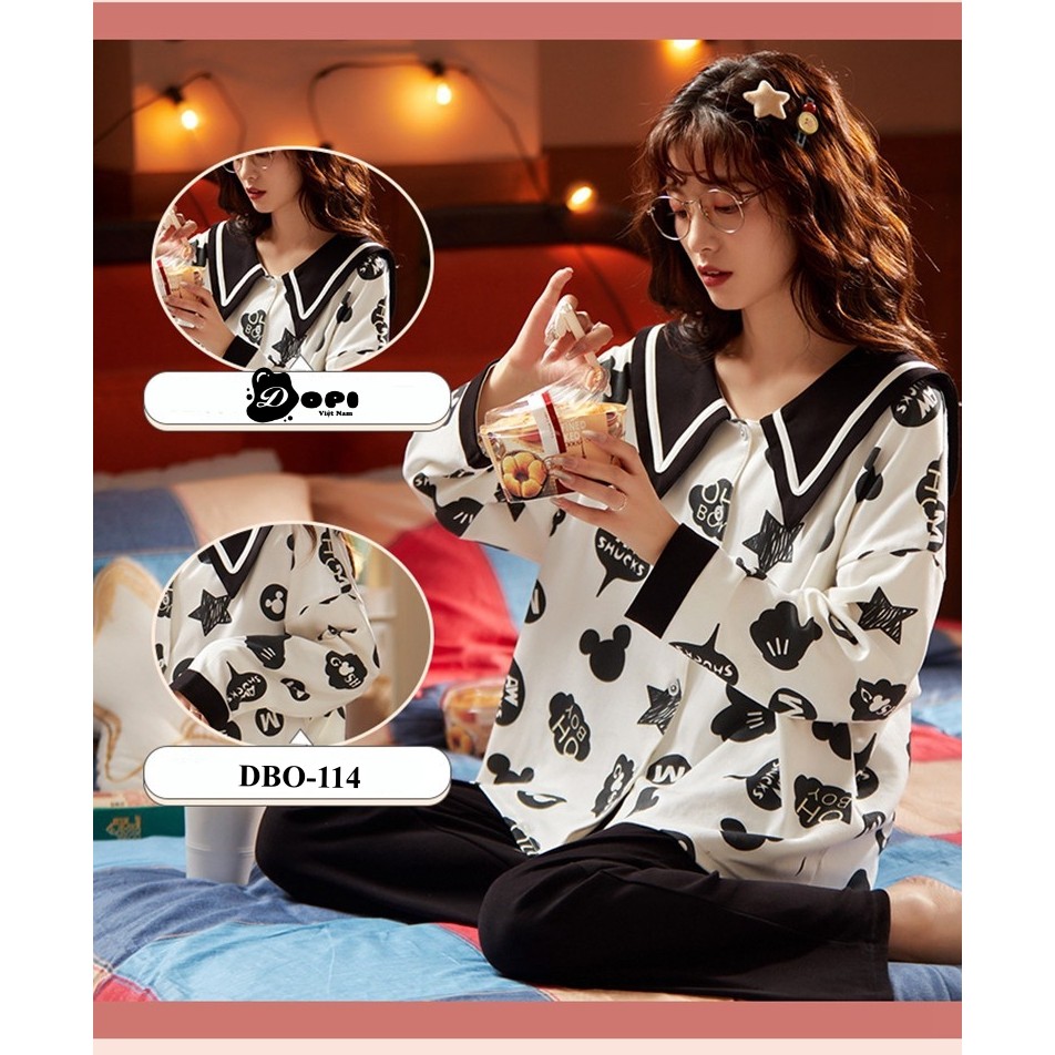 (DBO114) Đồ bộ mặc nhà nữ thu đông đồ bộ pijama nữ