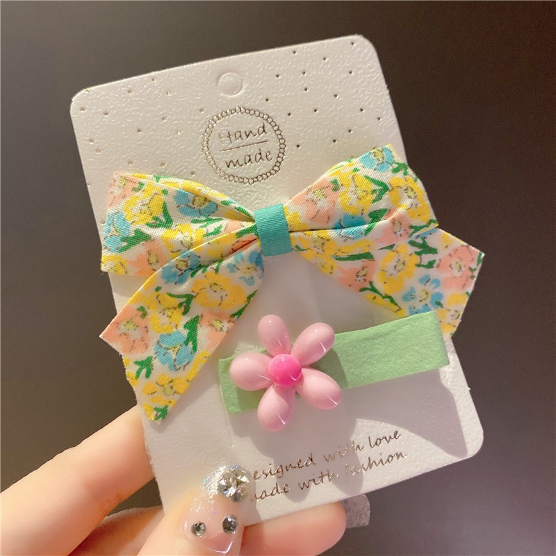 Set 2 Kẹp Tóc Vải Hình Hoa Thiết Kế Đơn Giản Thời Trang Cho Nữ