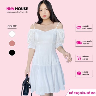 Đầm 2 dây trễ vai tay bồng dáng xòe - váy thiết kế 2 tầng sang chảnh tiểu thư nnahouse mã na221