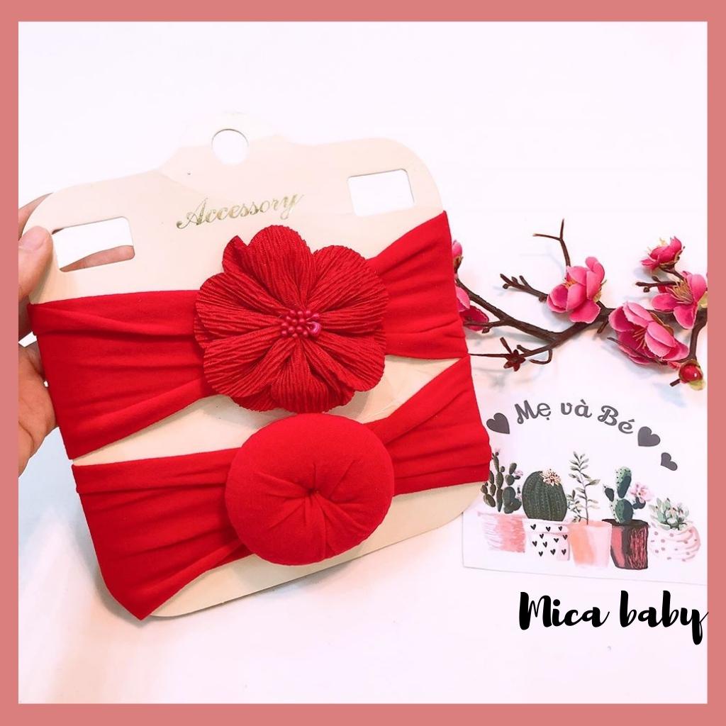 Set 2 băng đô bản to đáng yêu cho bé Mica baby loại hoa+ van BD60