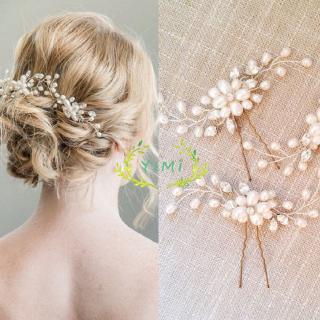 💞Yimi💞Trâm Cài Tóc Chữ U Đính Ngọc Trai Nhân Tạo Sang Trọng
