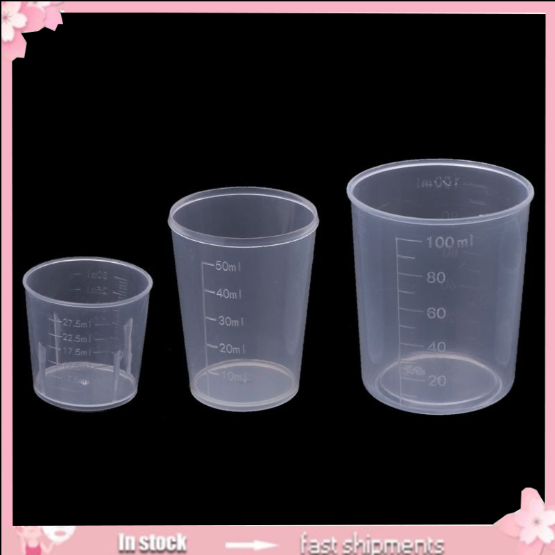 Bộ 3 cốc đo lường bằng nhựa chuyên dụng cho làm trang sức dung tích 30 50 100ml