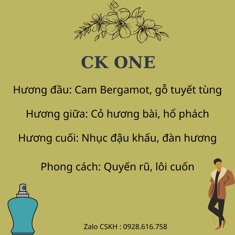 Nước Hoa Nam Nữ Thơm Lâu C.k One 20ml Parfum Mùi Hương Ngọt Ngào