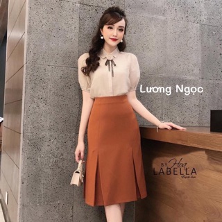 Chân váy công sở chữ a dáng dài xếp ly trước phong cách hàn quốc, chân váy chữ a xếp ly