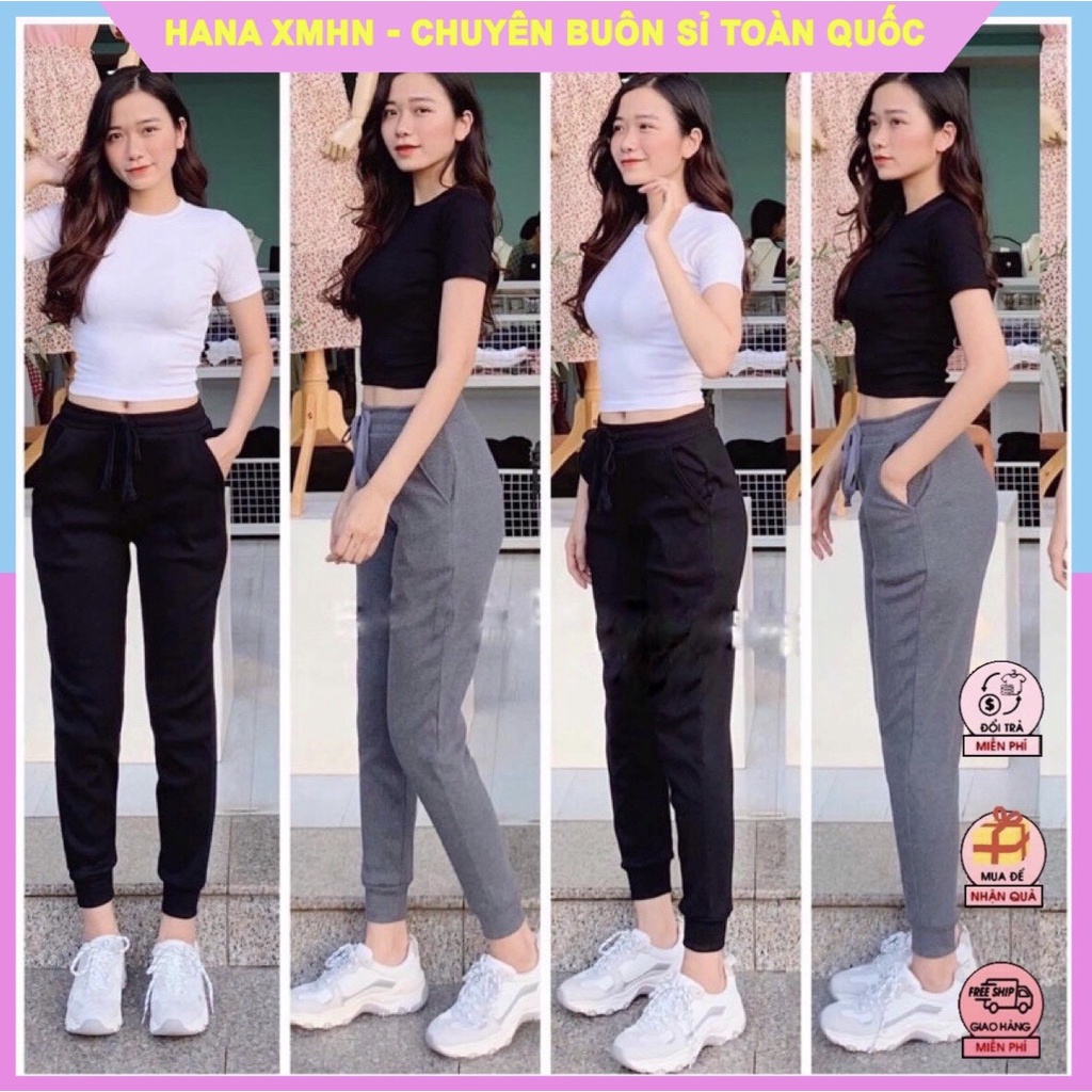 [SỈ SLL] Quần Joger Nữ Len Tăm Bo Gấu Lưng Thun_Quần Jogger Len Tăm Nữ HÀNG CHUẨN LOẠI 1