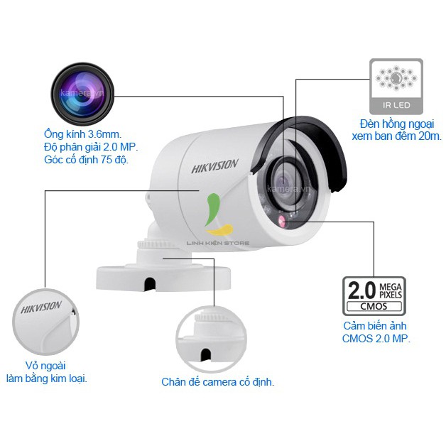 [Mã 154ELSALE2 giảm 7% đơn 300K] Camera giám sát Hikvision DS-2CE16D0T-IR 1080P giá tốt