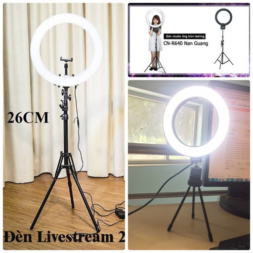 Đèn led ring livestream, chụp ảnh, makeup 26cm CN-R640-Giá đỡ livestream