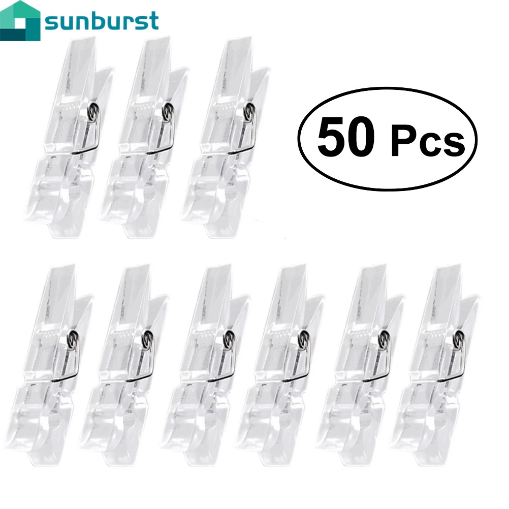 Set 50 Kẹp Nhựa Phơi Quần Áo / Kẹp Ảnh Trong Suốt Kích Thước 2.5cm