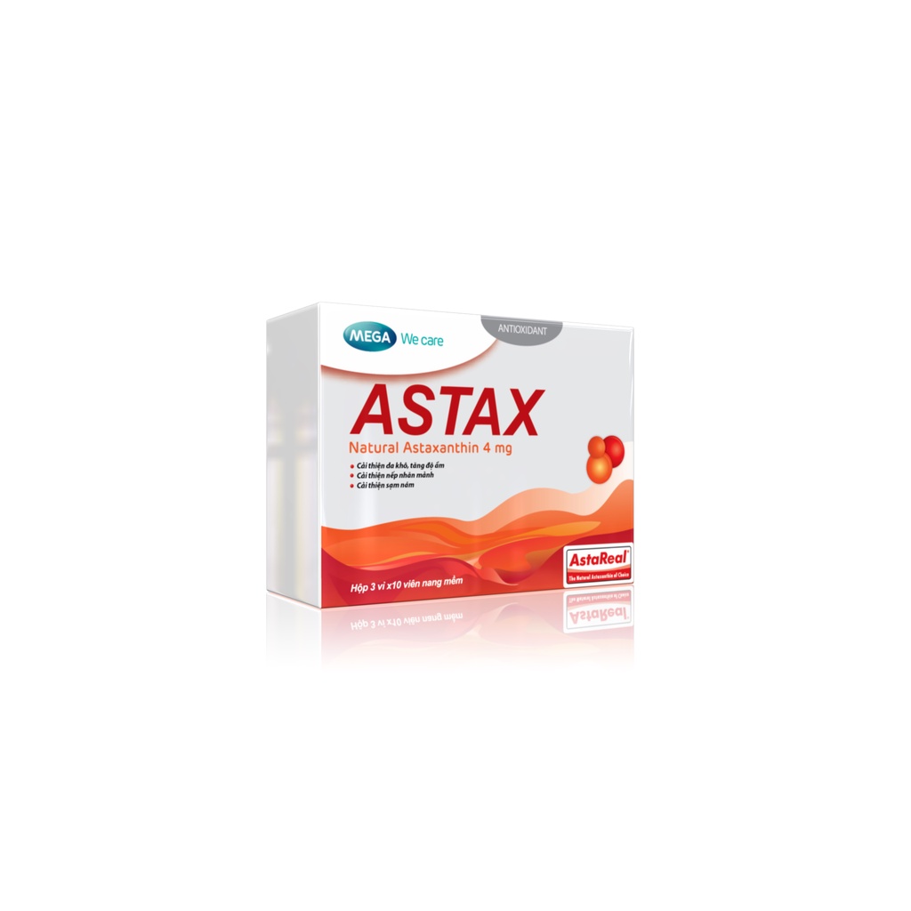 Viên uống trắng da, mờ sạm nám, tăng độ ẩm, mờ nếp nhăn - Astaxanthin - ASTAX Mega We Care (30 viên)