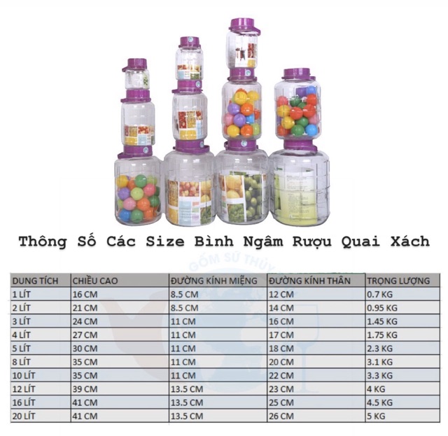 Bình Ngâm Rượu Thuỷ Tinh Nắp Tím 3L/5L/8L/10L/12L/16L | BigBuy360 - bigbuy360.vn