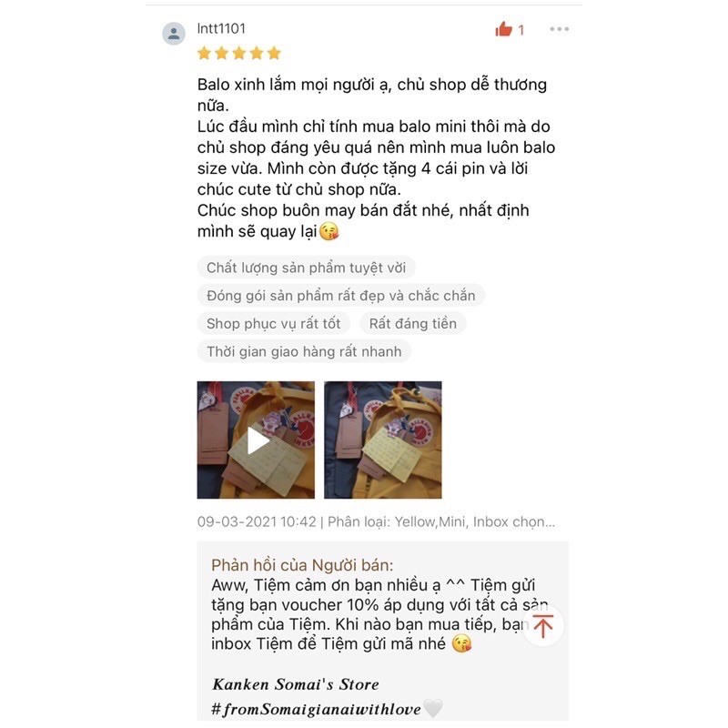 Cặp Kanken Classic Tặng Pin Cài