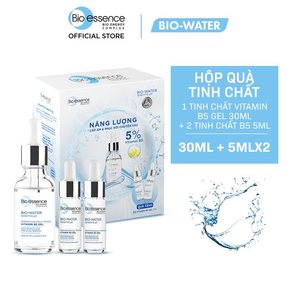 Hộp Quà Dưỡng Chất Phục Hồi Và Cấp ẩm cho da Bio-Essence(Tinh chất Vitamin B5 Gel 30ml+2 Tinh chất B5 Minisize 5ml/chai)