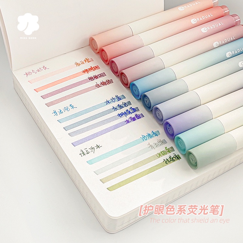 Bút Dạ Quang 4 màu Bút đánh dấu highlight Ngòi Mềm Màu Gradient Color Cho Học Sinh
