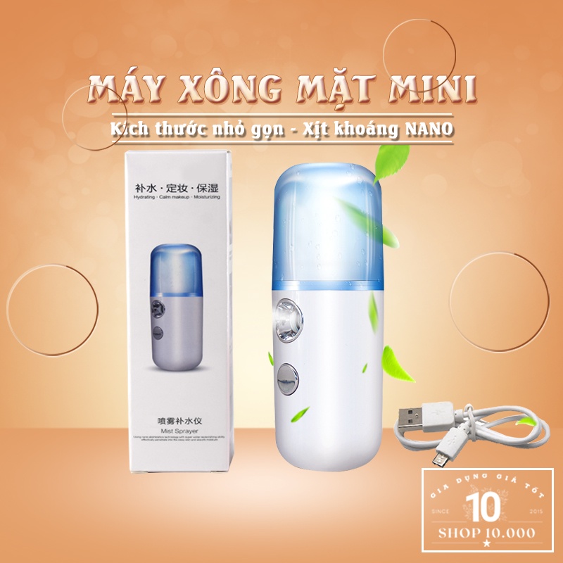 Máy Xông Hơi Mặt Mini Phun Sương Xịt Khoáng Nano Cấp Ẩm Dưỡng Da - Có Cáp Sạc USB Đi Kèm