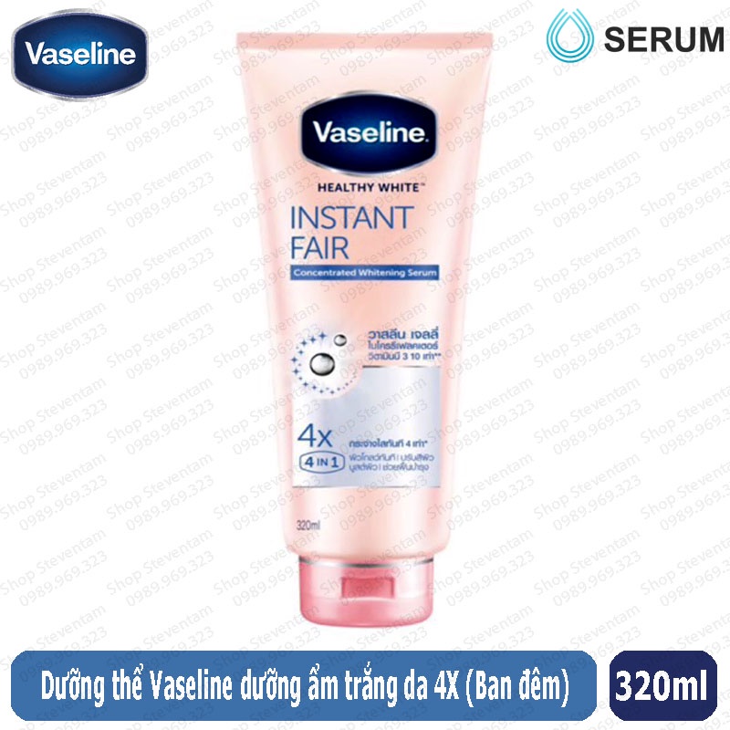 Dưỡng thể Vaseline 4X nâng tone ban đêm 320ml - Thái Lan