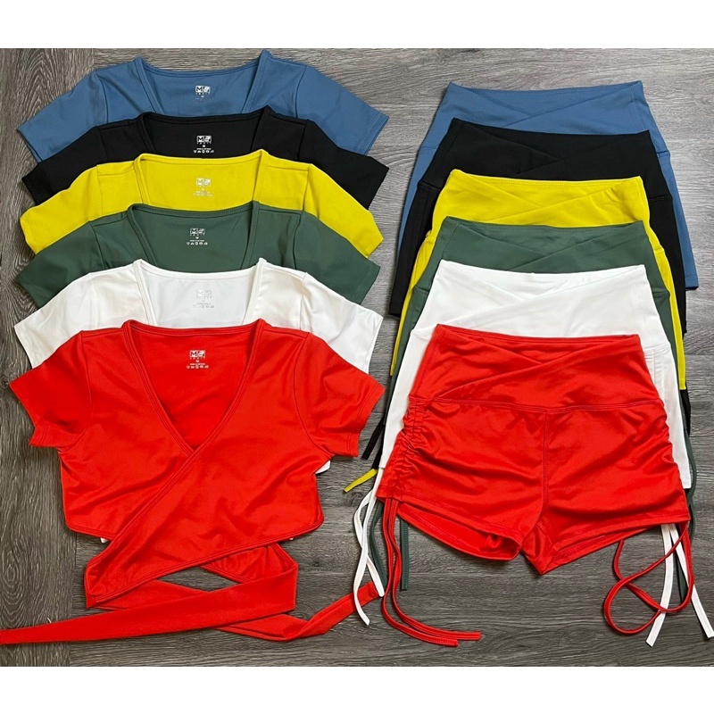 Set đùi rút dây nữ cột nơ phía sau ( Kèm mút) gym,thể thao,yoga