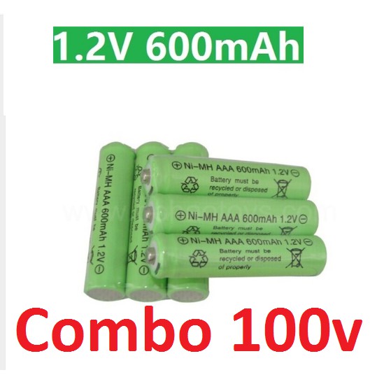 Bộ 100 viên pin sạc AAA 600mah pin tiểu ,pin đũa chuyên remote tivi ,điều hòa,các loại điều  khiển từ xa..