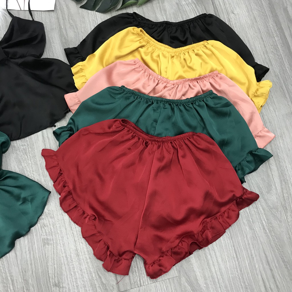 Đồ ngủ, bộ ngủ lụa sexy chất satin đồ ngủ hai dây có điều chỉnh - nhún nơ ngực video thật | BigBuy360 - bigbuy360.vn