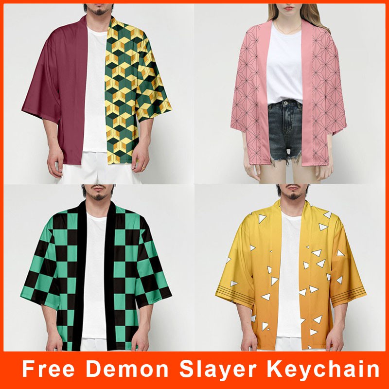 Áo khoác haori dáng rộng cosplay nhân vật Kamado Nezuko trong anime Demon Slayer: Kimetsu no Yaiba nhật bản