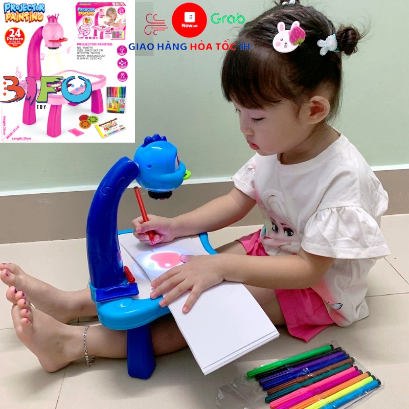 Bộ đồ chơi bàn vẽ 3D, bàn chiếu đa năng chiếu hình tập vẽ có đèn chiếu sáng thông mình cho bé