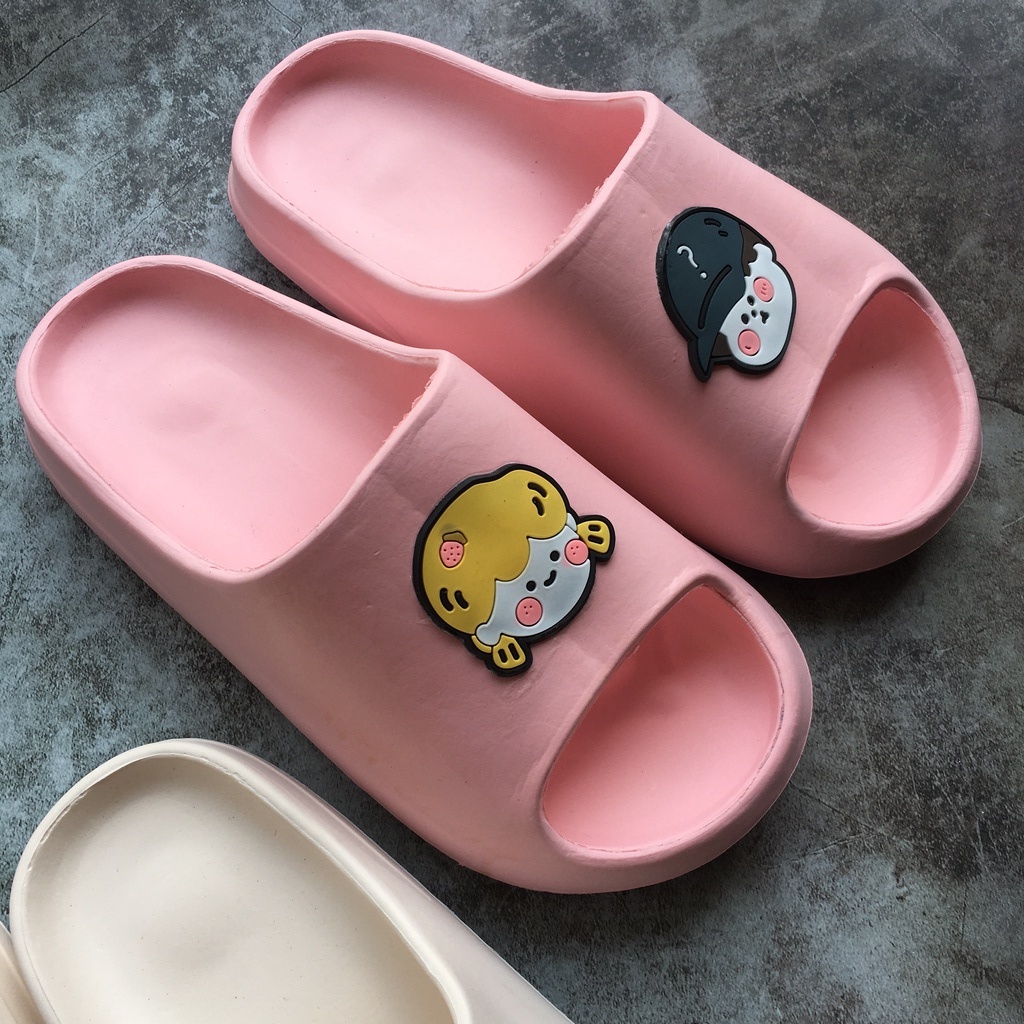 Dép bánh mì nữ 🔥 FREESHIP🔥 Dép quai ngang hình mặt trai gái đế cao 3cm siêu êm