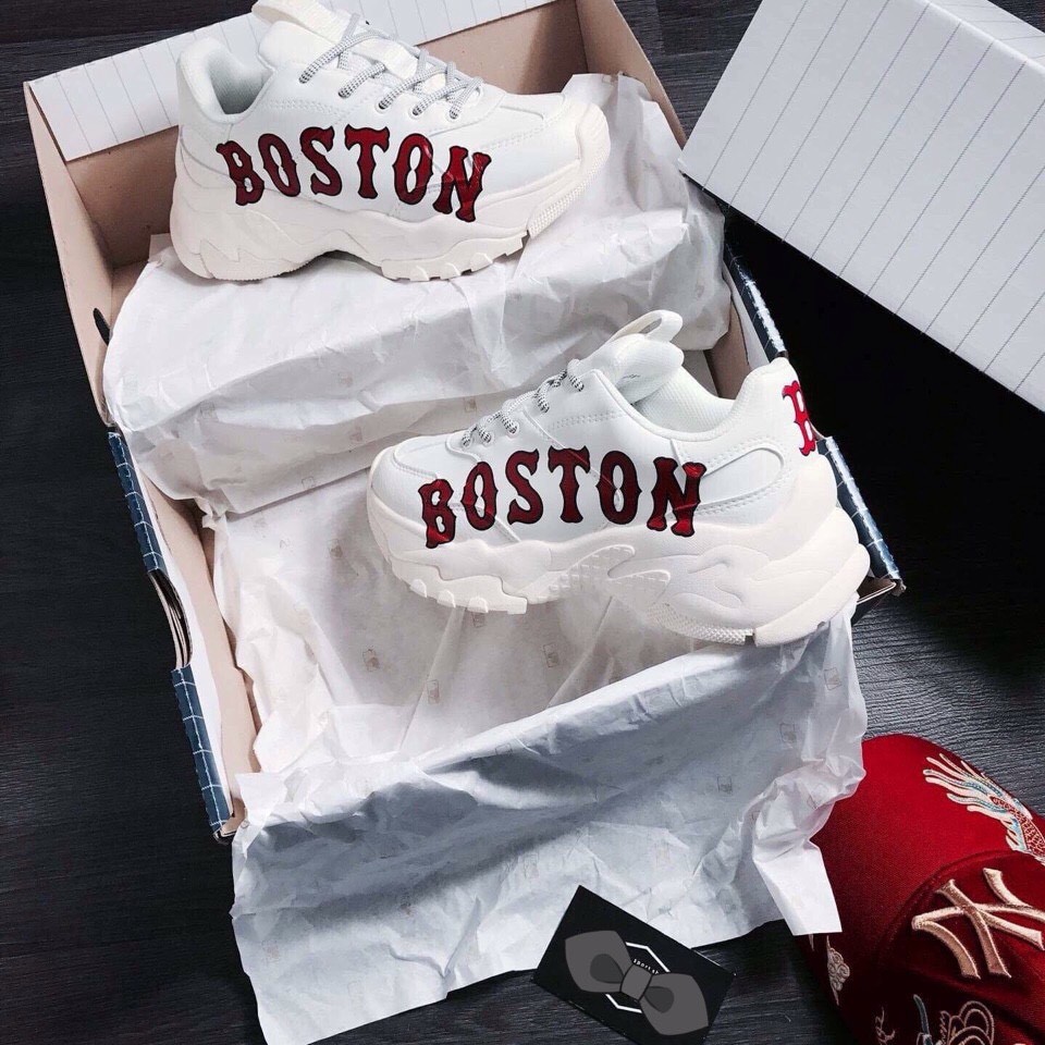 Giày thể thao nam nữ Boston - Giày sneaker ulzzang trắng cao cấp full bill box độn đế cao cổ tăng chiều cao mlb D3 | BigBuy360 - bigbuy360.vn