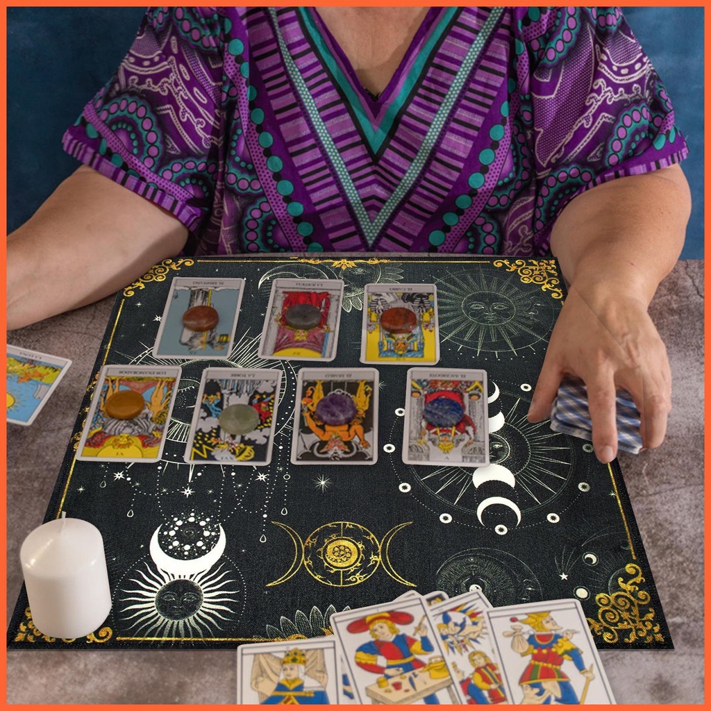Tấm Thảm Trải Bài Tarot May Mắn Bằng Vải Có Thể Giặt Sạch