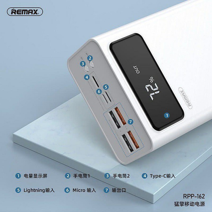 Sạc dự phòng Remax Rpp-162 50.000mah ♥️Freeship♥️ Giảm 30k khi nhập MAYT30 - Pin sạc dự phòng Remax