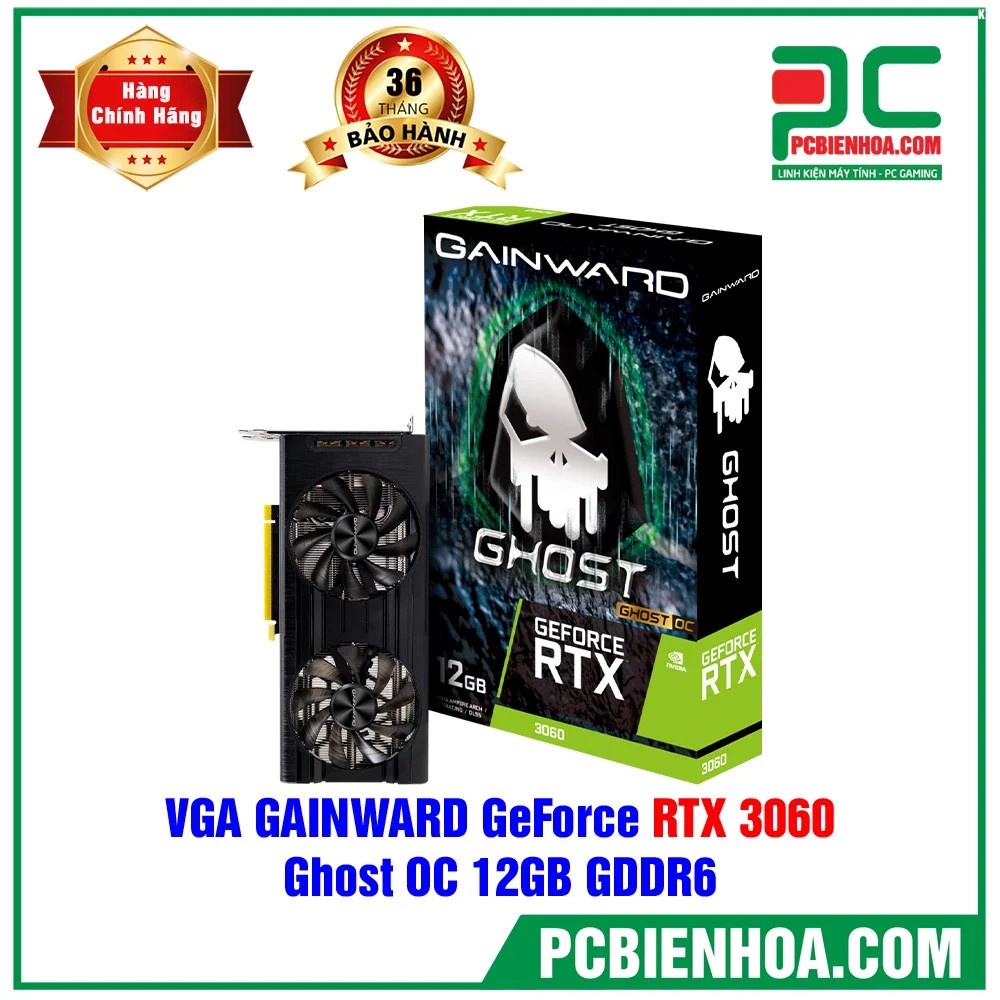 CARD MÀN HÌNH GAINWARD GEFORCE RTX 3060 GHOST OC 12GB GDDR6 chính hãng mai hoàng 36T