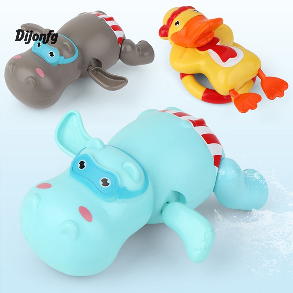 Di Baby Cute Hippo Bear Duck Wind Up Clockwork Bathroom Water Play Game Bath Toy