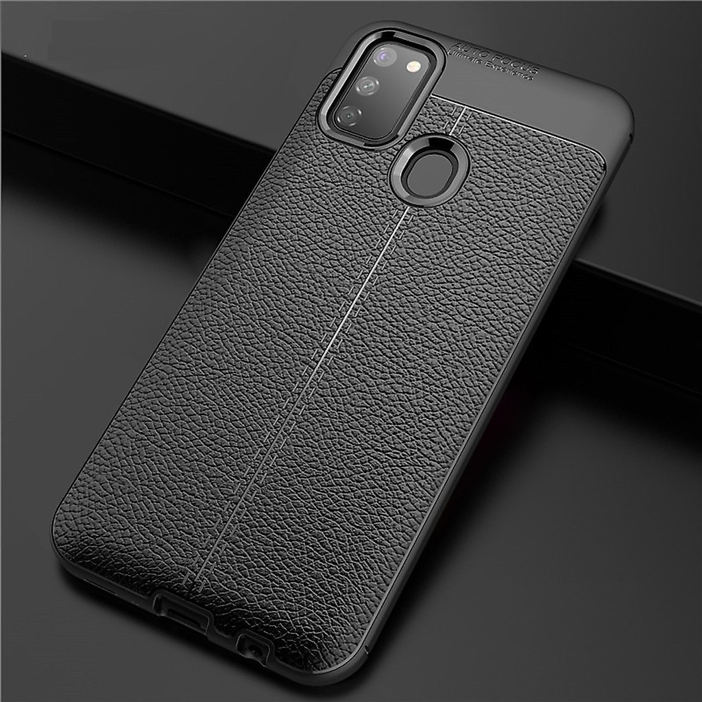 Ốp Lưng Samsung Galaxy M21 2020 Vân da Auto Focus ( Đen )