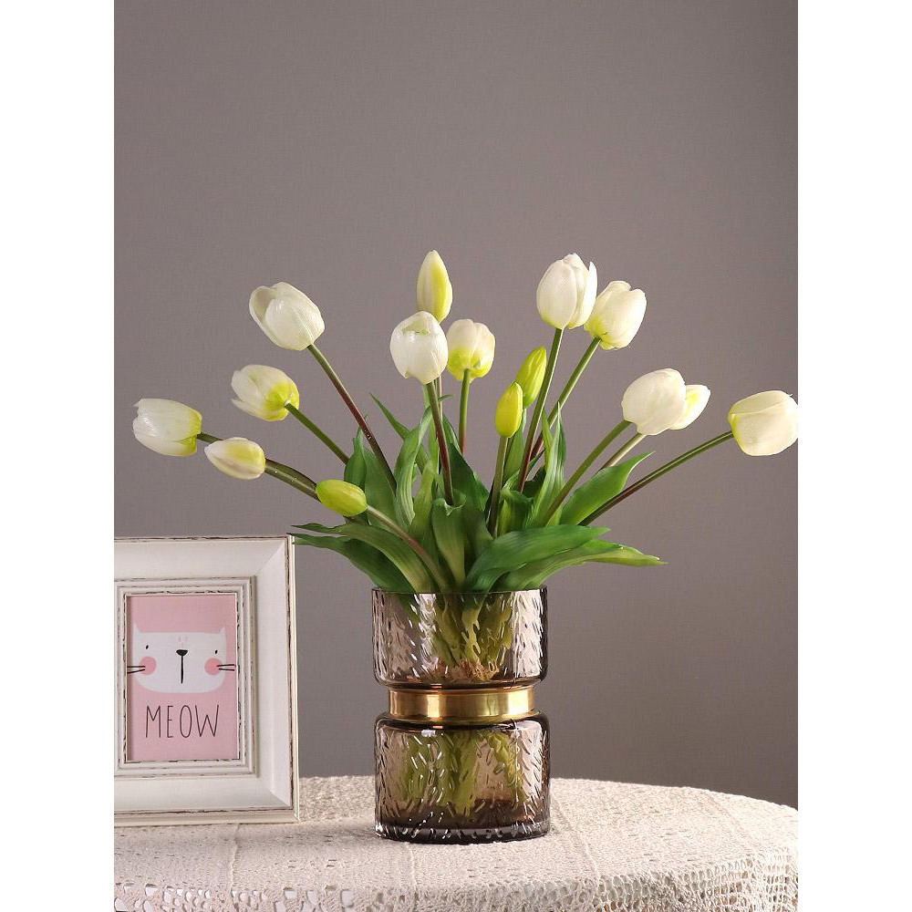 Combo 5 cành hoa tulip nhân tạo siêu đẹp chất liệu cao cấp trang trí văn phòng, khách sạn, spa (Kèm nụ)