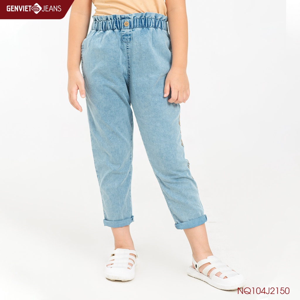 [Mã FATOP12 giảm 30K đơn 150K] Quần Jeans Dài Bé Gái Genviet Thời Trang Trẻ Em NQ104J2150