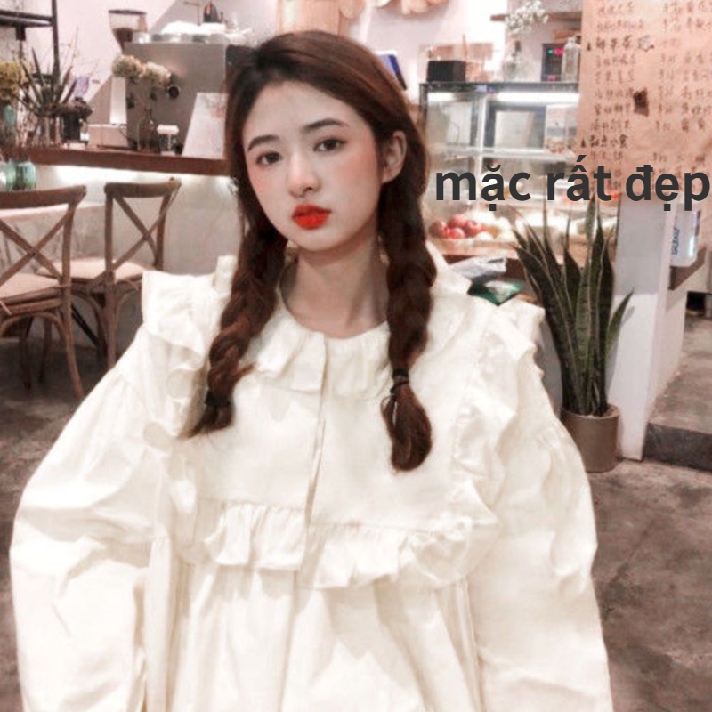áo babydoll tay dài viền bèo sơ mi áo sơ mi kiểu áo babydoll áo sơ mi nữ áo kiểu nữ Áo Sơ Mi Tay Dài Cổ Búp Bê Phong Cách Pháp Thời Trang Mùa Xuân 2022 Hàng Mới 24H Dành Cho Bạn Nữ