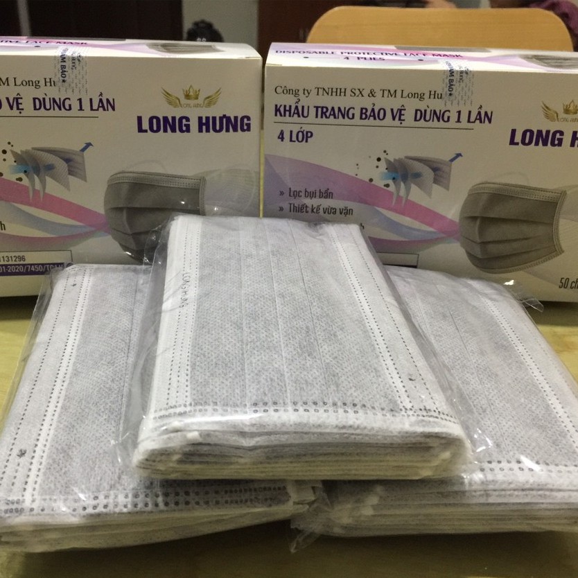 Khẩu trang y tế 4 lớp - Hộp 50 chiếc - Hàng công ty đủ tiêu chuẩn