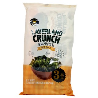 Rong biển Hàn Quốc Laverland Crunch vị muối biển 4.5g x 3 gói