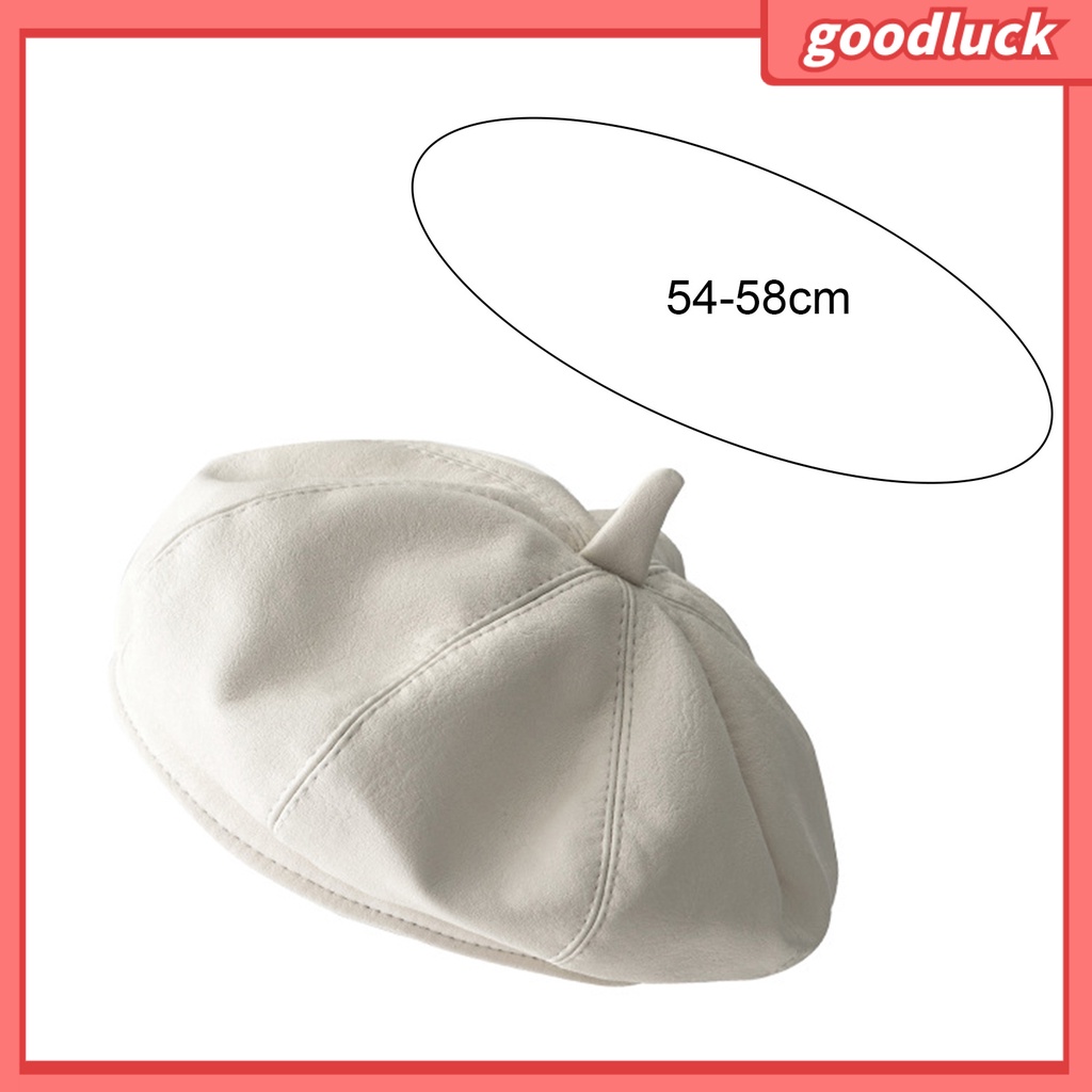 Mũ beret giả da phối dây rút thời trang cho nữ