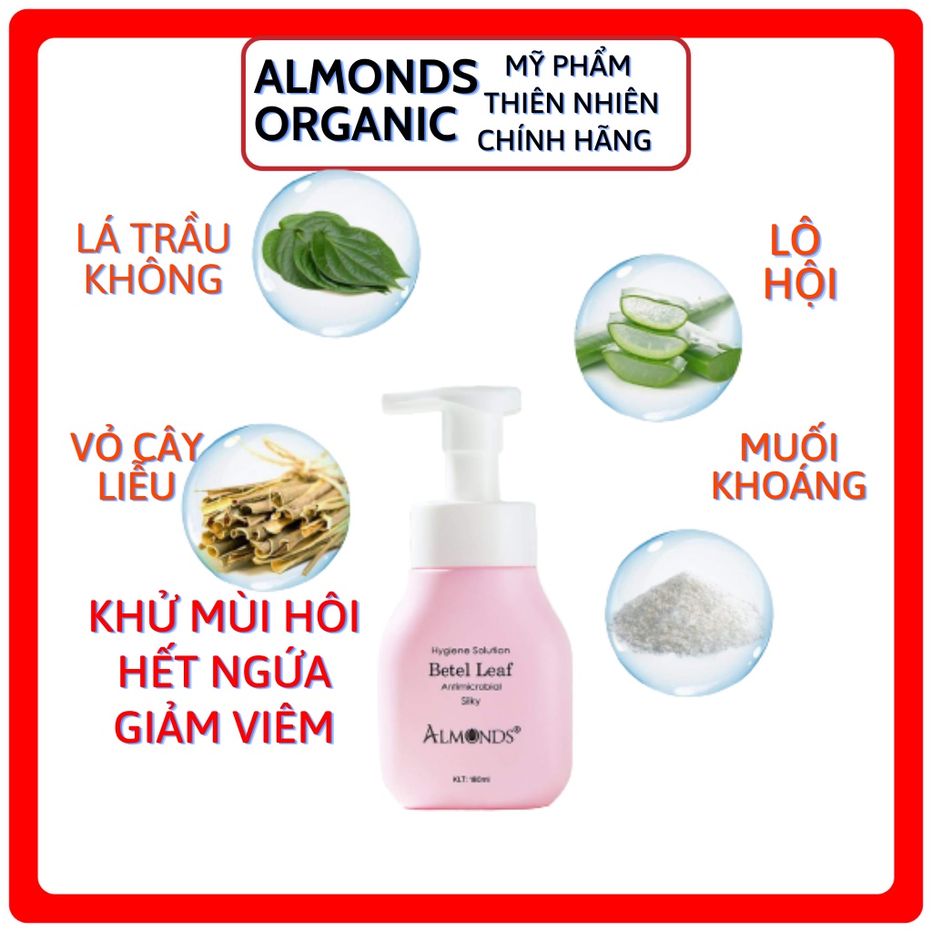 Dung Dịch Vệ Sinh Nước Rửa Phụ Khoa  ALMONDS Lá Trầu Không 180ml