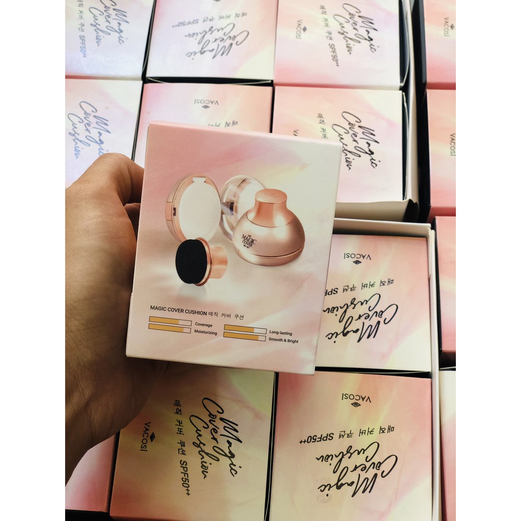 PHẤN NƯỚC TRANG ĐIỂM VACOSI MAGIC COVER CUSHION SPF50++ (KÈM lÕI) | BigBuy360 - bigbuy360.vn