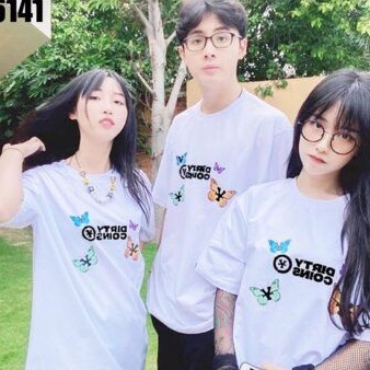 Áo phông unisex form rộng, Áo thun nam nữ tay lỡ in hình bướm, Vải cotton 4 chiều