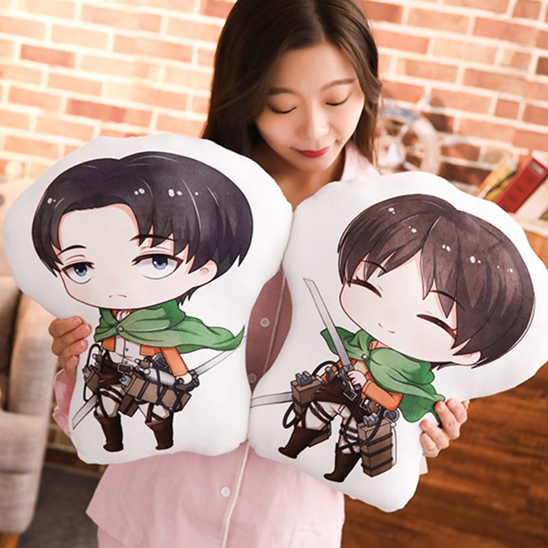 45cm/20cm Attack on Titan Dolls Pillows Eren Mikasa Double Side 45CM Plush Cushion Decorative Cute Pillow Anime Kids