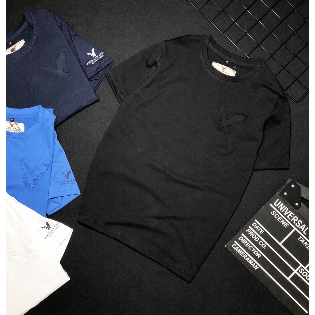 Áo thun nam tay ngắn Hàn Quốc logo đại bàng dập nổi năng động AXK059