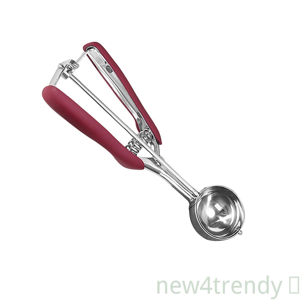 [NEW4]Ice Cream Scoop Stainless Steel Cookie Dough Spoon Fruit Potato Digging Ball Scooper, Wine Red, 5cm