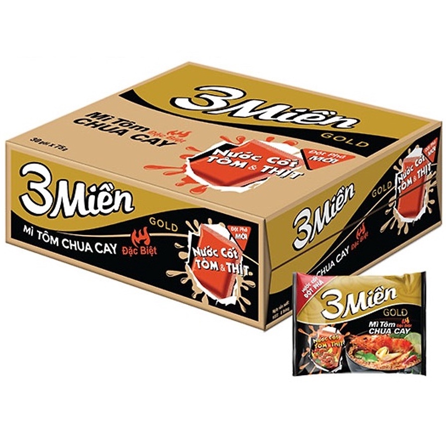 Mì 3 MIỀN Gold Tôm Chua Cay nước cốt tôm thịt | BigBuy360 - bigbuy360.vn